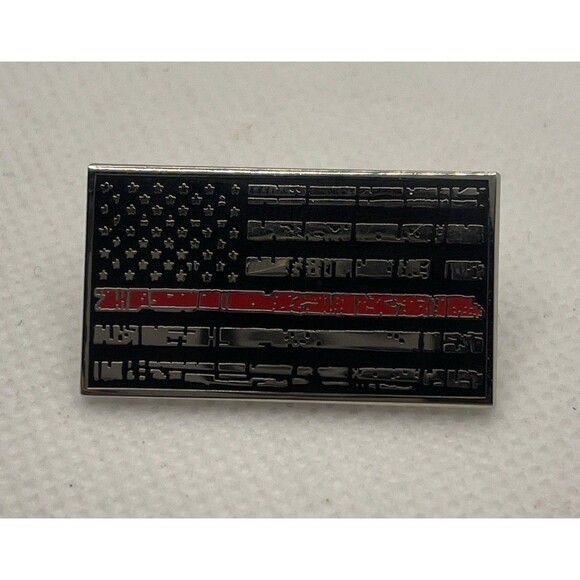 Lapel Pin AMERICAN FLAG RED LINE FIRE DEPARTMENT by Symbol Arts - Picture 1 of 3